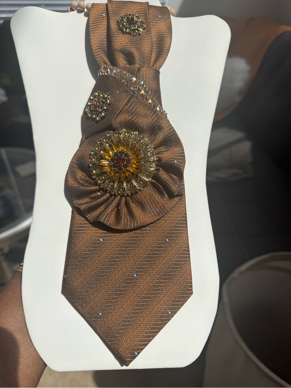 Brown Women’s Jeweled Statement Necktie
